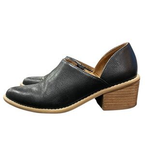 Cynthia Rowley Eddie Black Leather D’Orsay Booties Womens Size 7.5 Block Heel
